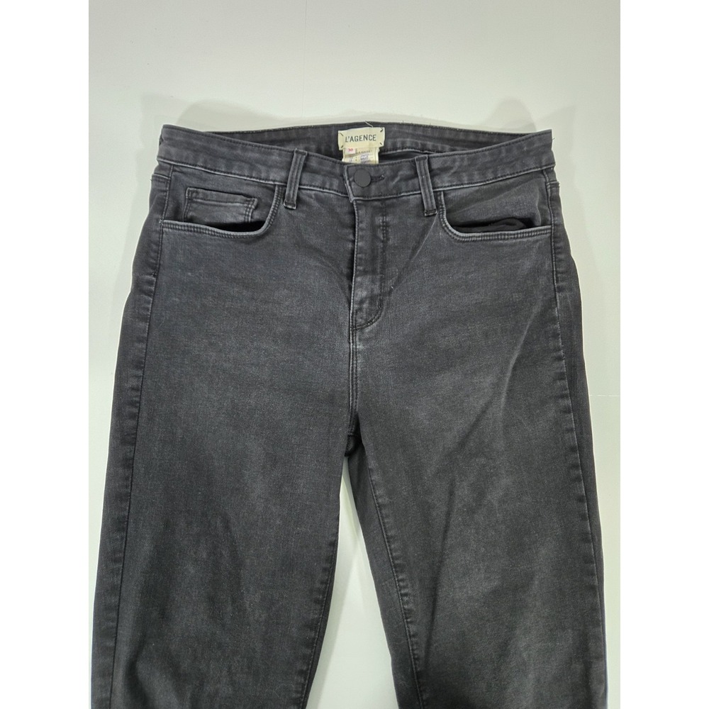 L'Agence Women's Margot High‎ Rise Skinny Dark Graphite Pants 30
